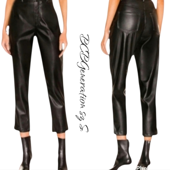 NWT BCBGENERATION Faux Leather Black Pant High-Rise Sz S